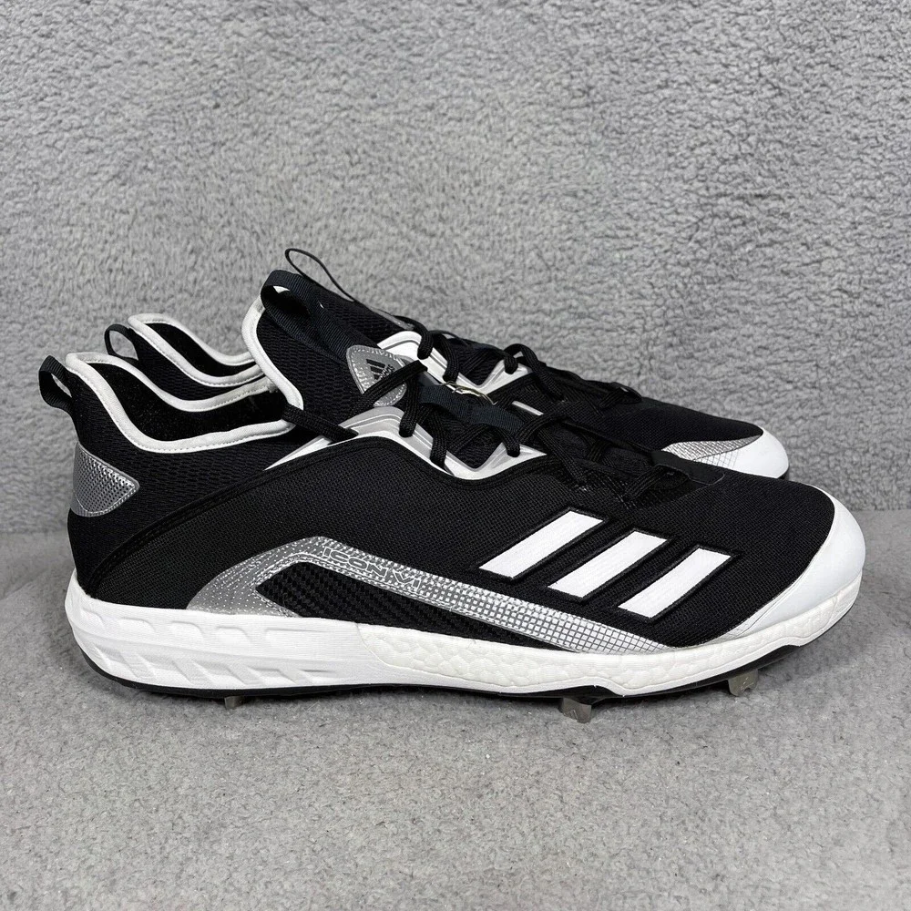 Adidas Icon 6 Mens Size 17 Metal Baseball Cleats Black‎ White EG6488